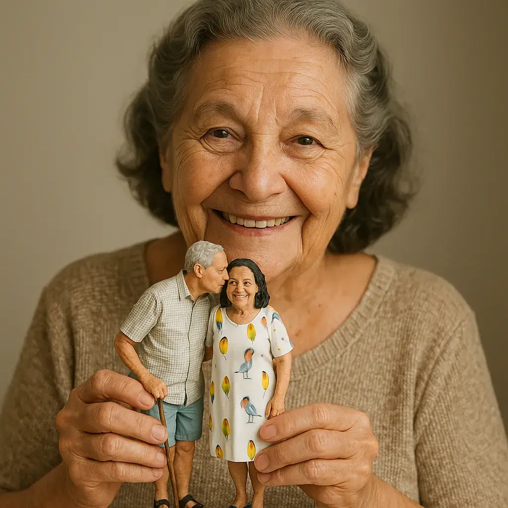 Dona Luiza com escultura